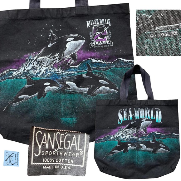San Segal Sportswear Sea World Killer Whale Shamu Tote - Picture 1 of 8